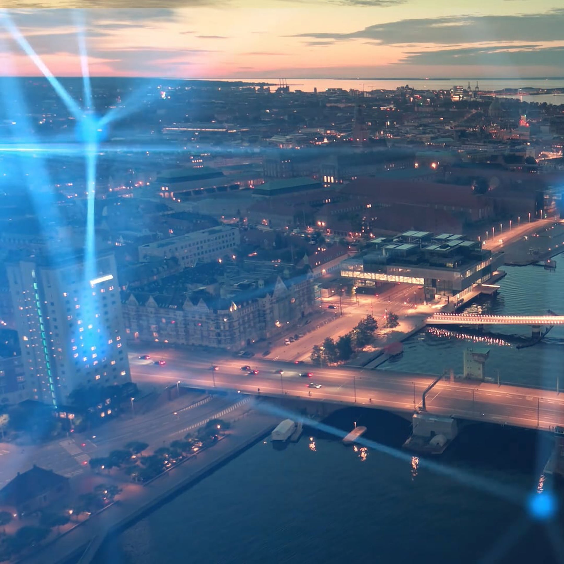 København med blå streger henover som viser at forbindelsen er TDC NET